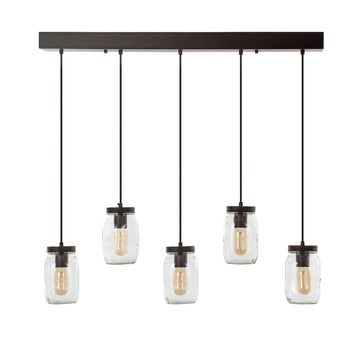 Gaines 5.5" Farmhouse Industrial Iron Mason Jar LED Pendant - JONATHAN Y